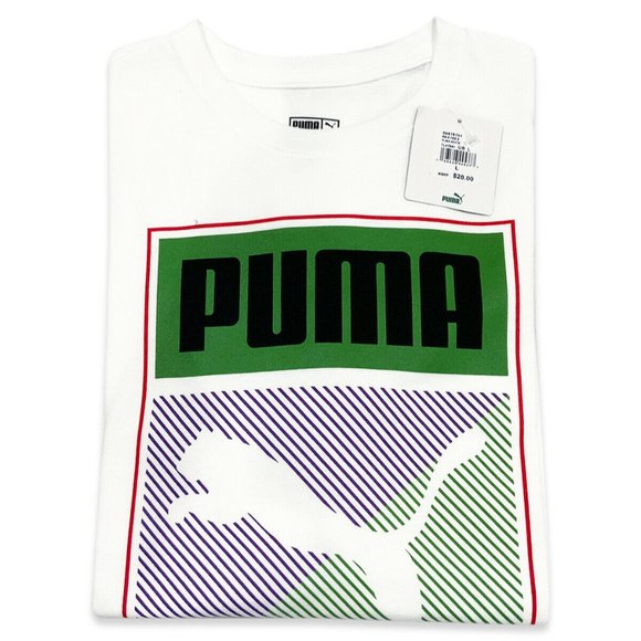 NWT PUMA MENS WHITE CREW NECK SHORT SLEEVE T-SHIRT - Picture 2 of 2